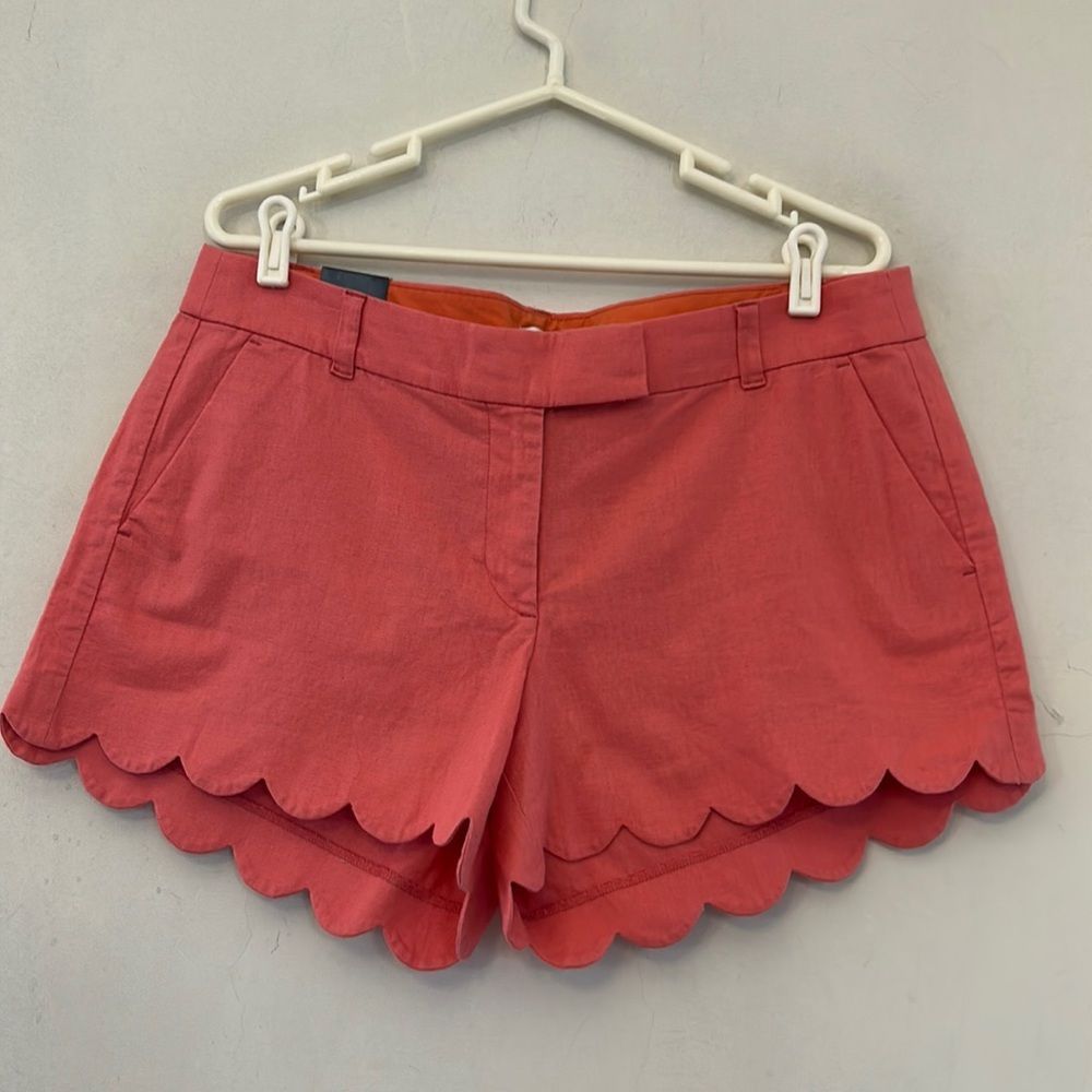 J Crew 4” pink scalloped bottom shorts Size 14